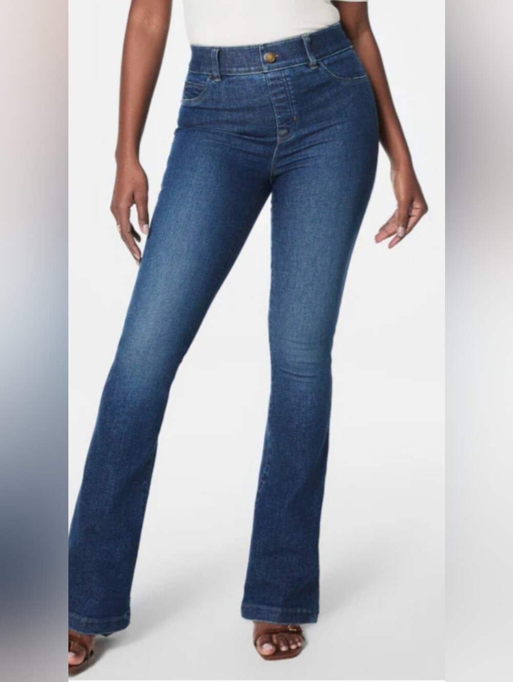 SPANX Size XL Tall Highwaist Flare Pull-on Flare Denim Jeans